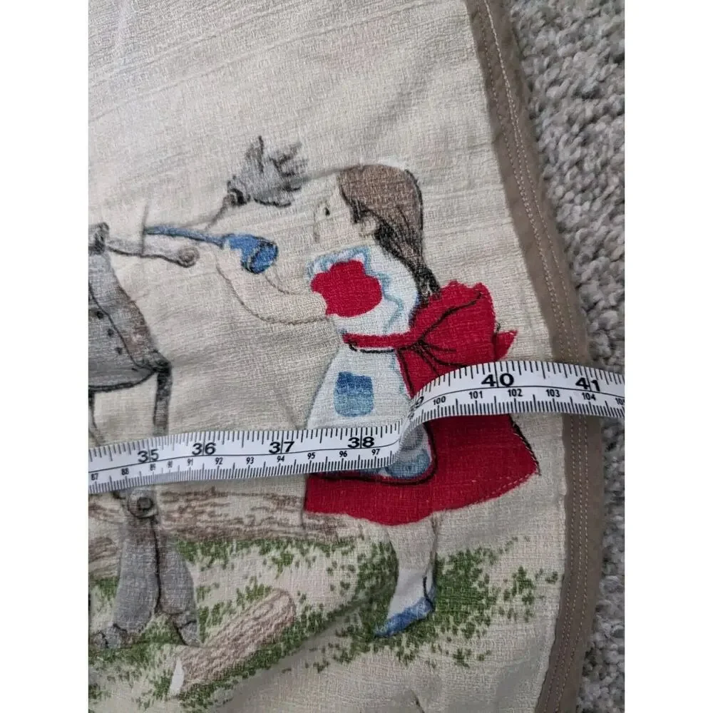 Vtg Wizard Of Oz Blanket Barkcloth Dorothy Toto Scarecrow Lion 40